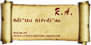 Réthi Alfréda névjegykártya